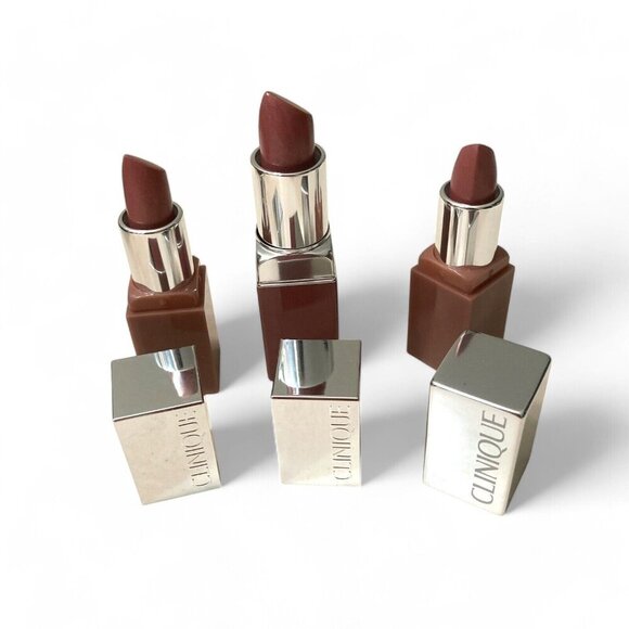 Set of 3 Clinique 02 Bare Pop Lipsticks Rouge Intense + Base, New w/o Box - Picture 2 of 3